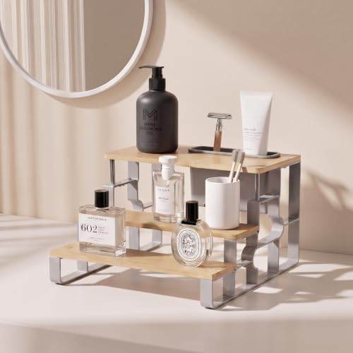 Counter Vanity Organizer with Brush Holder, Cosmetic and Skincare Organizer