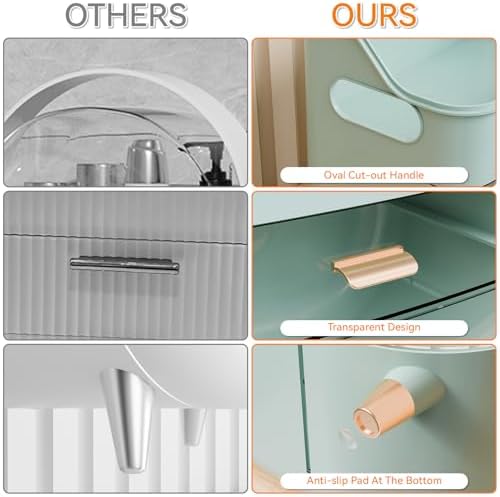 Yieach Green Make up Organizer for Countertop,Vanity,Large Capacity Bathroom Makeup Skincare Organizers With Brush Holde