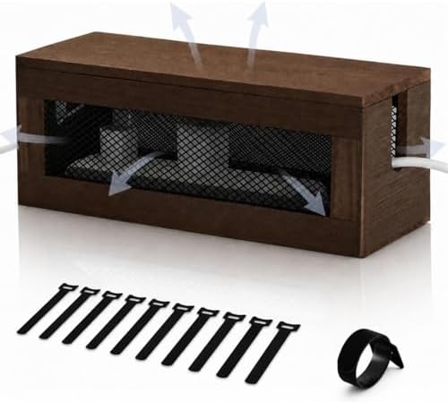 Chunful 13 Inch Cable Management Box, Wood Cord Hider Organizer with Magnetic Lid & Organizer for Power Strip, TV Wires 