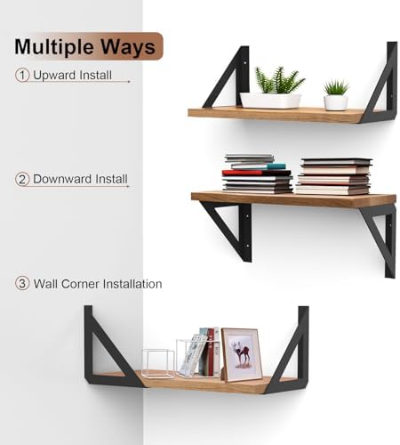 Shelf Bracket 6 Inch,Sturdy Metal Shelf Brackets,Black,Heavy Duty 4Pcs
