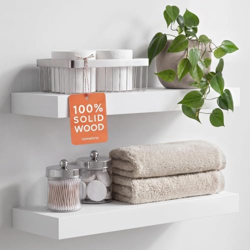 Homeforia 20 Inch Floating Shelves, High-End Solid Pine Wood, Set of 2