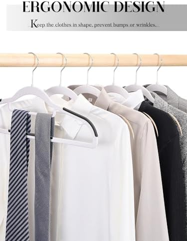 HOUSE DAY Slim Plastic Hangers 30 Pack, Non Slip White Clothes Hangers