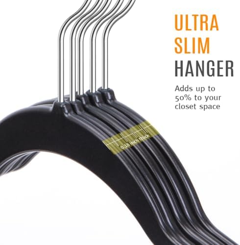 TIMMY 50 Pack Plastic Clothes Hangers, 17.7 in, Black, Non-Slip, Heavy Duty