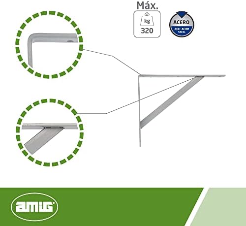 Amig - Wall Shelf Pin | Metal Square for Shelves | Angle for Shelves | Shelf Bracket | Steel | Colour Grey | Dimensions: