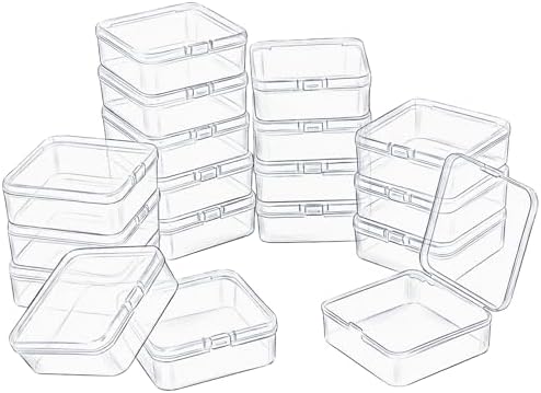 LJY 18 Clear Plastic Boxes, 3.7 x 3.7 x 1.4 in for Small Parts