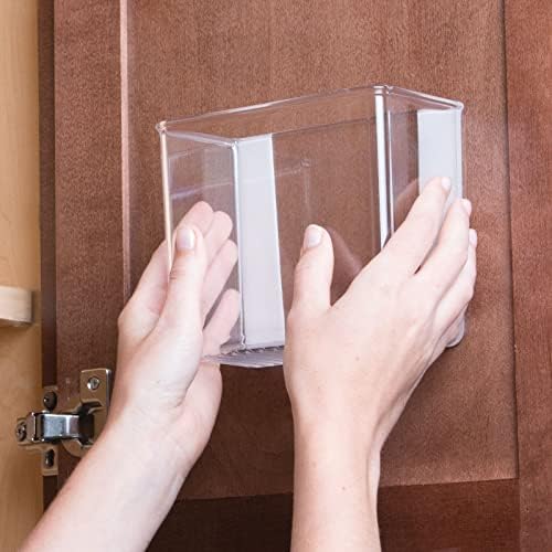 mDesign Plastic Adhesive Mount Storage Organizer Container for Kitchen or Pantry Wall Organization - Space Saving Holder