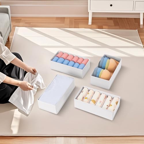 DIMJ Drawer Organiser System, Drawer Organiser, Foldable Storage Box, Fabric, Drawer Inserts for Wardrobes, Wardrobe Org