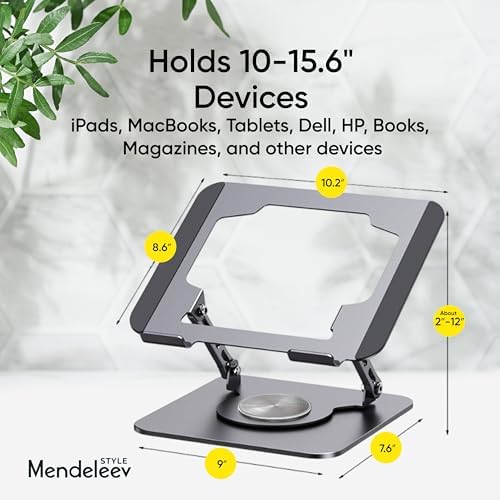 Grey 360° Rotating Foldable Adjustable Laptop Stand, Fits Up to 16 Inches