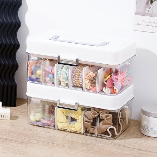 FABROK 2 Pack Portable Hair Accessories Organizer Box for Girls, Plastic