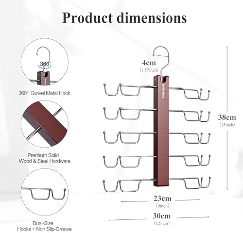 HOUSE DAY 2 Pack Tank Top Hanger Space Saving, Wooden Bra Hangers Mahogany