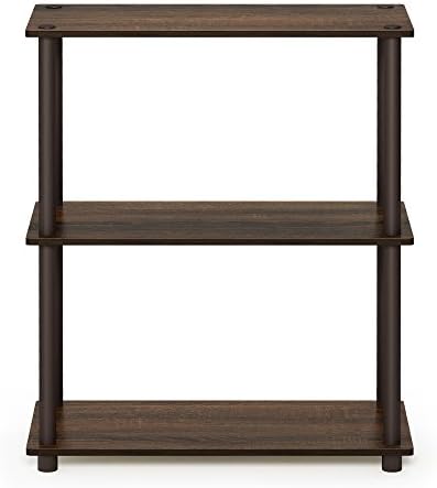Furinno TURN-N-TUBE Storage Shelves, 3-Tier Book Shelf, Corner Shelf, Toolless Open Shelves, for Organization and Storag