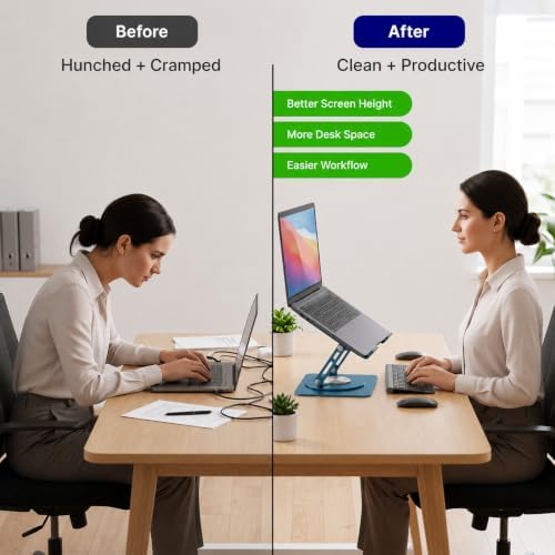 Uncaged Ergonomics Laptop Stand for Desk Riser/360° Swivel (Ocean Blue)