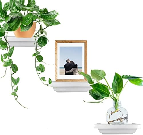 Small Floating Wall Shelf, Mini 4 x 6 in, White - 3 Pack