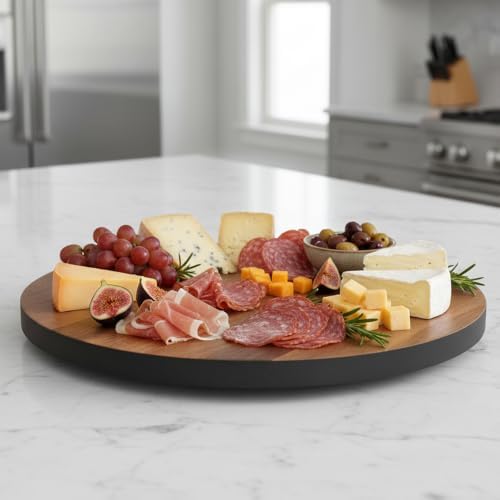 Woodard & Charles Round Acacia Wood Lazy Susan Turntable, 13.75" x 1.75"
