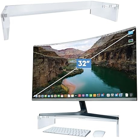 Mammoth High Grade Heavy Duty Clear Acrylic Computer Monitor Riser Stand for Home and Office, 20" Wide Base with 50LBs L