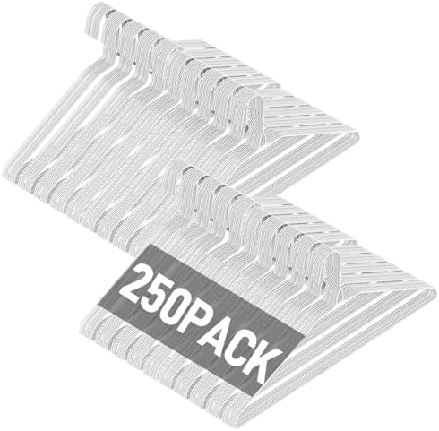 SPECILITE Wire Metal Clothes Hangers Bulk 250 Pack, Ultra Thin, White