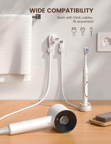 Lamicall 6Pack Clear Rotatable Cord Organizer, [1s Lock] Spring Cable Clips