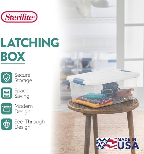 Sterilite Latching Box with Lids for Home and Office, 15 Quart, 36-Pack