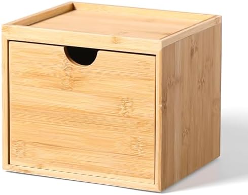 Bamboo Disposable Face Towel Holder Compatible with Clean Towel XL, Wooden Clean Towels Xl Container with Drawer, Facial
