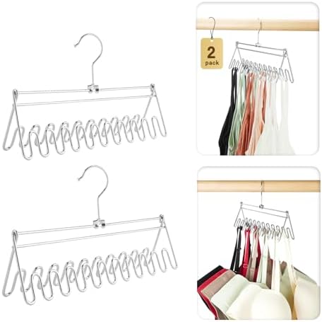 HOUSE DAY Bra Hanger Metal for Closet 2 Pack, Space-Saving Tank Top Hanger 20 Hooks Capacity Foldable for Bras, Tank Top