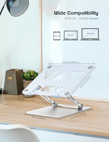 Aoviho Adjustable Laptop Stand for Desk,Portable Laptop Stand Holder and Riser,Foldable Aluminum Notebook Computer Stand