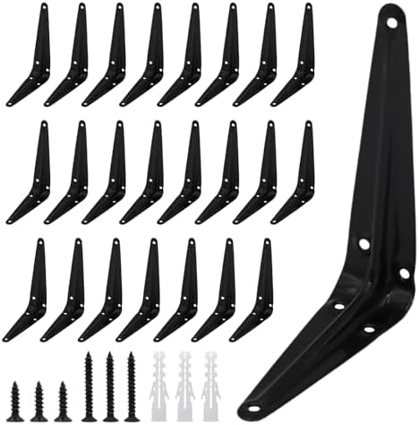 Lilaly 24 Pack Shelf Brackets 5 Inch Shelf Bracket, Heavy Duty L Brackets for Shelves for Hanging Floating Shelves Brack