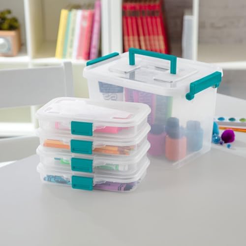 Sterilite Small Divided Box, Storage Bin w/Latching Lid, Clear, 12 Pack