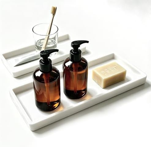 BBK 2PC Countertop Vanity Tray 7.8" & 11.8" Set Bathroom Tray Silicone
