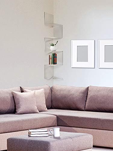 5 Tier Corner Shelf Wall Mount Floating Acrylic Corner Shelves Easy to Assemble Corner Bookshelf, Plant Shelf Wall Organ