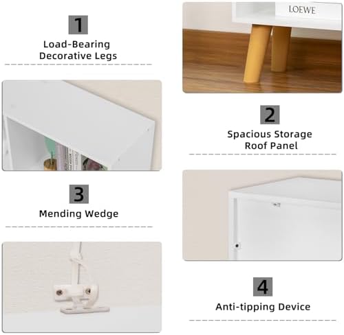 YAHARBO 8 Cube White Bookshelf,3 Tier Book Shelf with Legs,Modern Minimalist Bookcase,Open Book Shelves Storage Organize