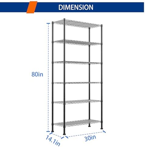 REGILLER 6-Wire Shelving Metal Storage Rack Adjustable Shelves,Standing Storage Shelf Units for Laundry Bathroom Kitchen