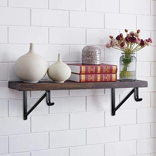 Closet Rod Brackets 11x9.5in, Closet Shelf Brackets 2 Pack, Black