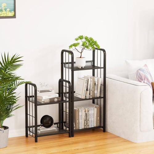 Bookshelf Storage Shelf Bookcase Freestanding Storage Stand for Living Room, Bedroom, Kitchen, Rust Resistance, Easy Ass