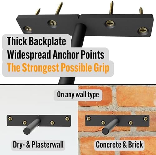 EVALD Heavy Duty Floating Shelf Brackets 8 Inch, Hidden Shelf Brackets with Screws & Anchors, Heavy Duty Shelf Brackets,