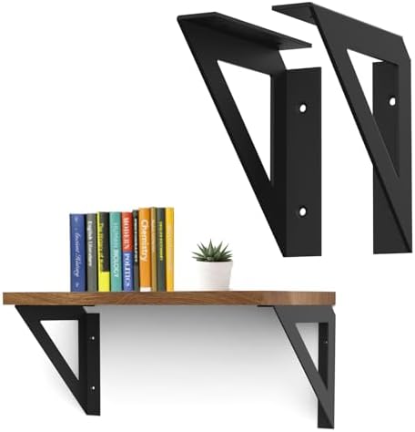 Shelf Bracket 6 Inch,Sturdy Metal Shelf Brackets,Black,Heavy Duty 4Pcs