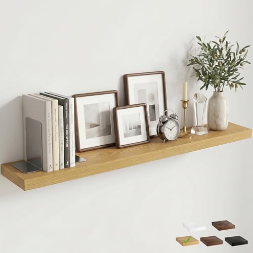 48 Inch Floating Shelves for Wall, 6.5"D Wood Storage Shelves, Oak Finish