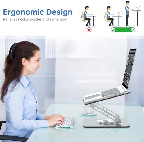 Laptop Stand for Desk Adjustable Computer Stand with 360 Rotating Base Ergonomic Laptop Riser Mount for Desk Foldable Pr