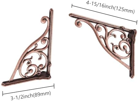 Heavy Duty Solid Stand,5 Inch 4 Pack Antique Copper,Right Angle Wall Panel Support Bracket,Decorative Shelf Bracket,Heav