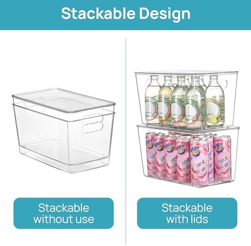 Vtopmart 16 Pack Clear Stackable Storage Bins with Lids, XLarge