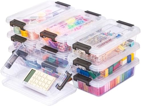 Small Storage Bins with Lids 10 Pack 3Qt Clear Stackable Containers Boxes