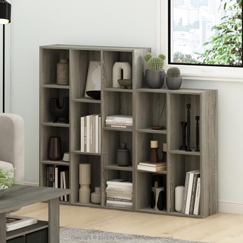 Furinno LUDER Book Shelf, 5-Cube Bookshelf, Reversible Bookcase, 9.4 x 19.5 x 31.5, Easy Assembly, for Living Room, Bedr
