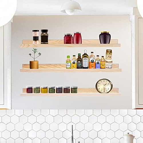 MBYD 48 Inch Floating Shelves Natural Wood, Wall Mount Picture Ledge Wooden Wall Shelf for Bedroom, Living Room, Office,