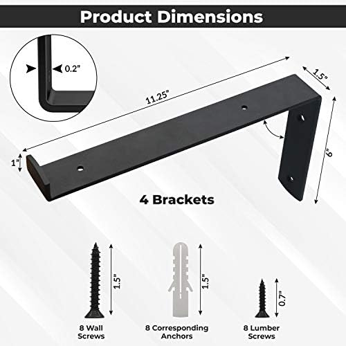 Rustic Shelf Brackets 12 Inches - Shelving Brackets with Mounting Hardware - Heavy Duty Shelf Brackets 12 Inch Shelf Bra