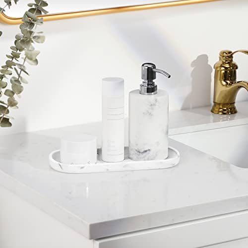 Luxspire 10" Oval Bathroom Tray for Countertop Organizer, Gravel White