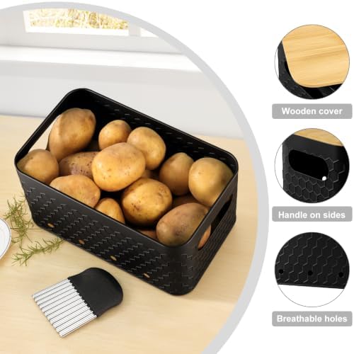 Kitchen Vegetable Storage Set of 3, Metal Onion Garlic Potato Storage Set, Kitchen Canisters Vegetable Keeper Containers