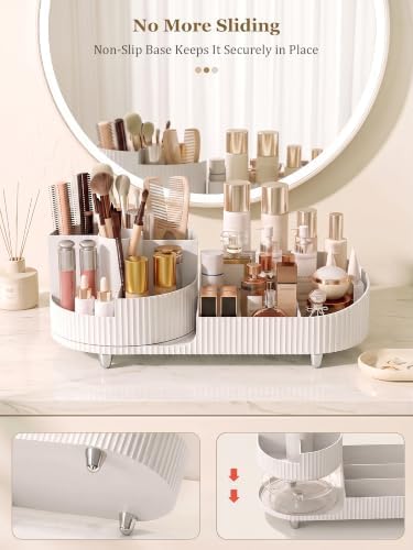 Booklov Rotating Makeup Organizer for Vanity Countertop, White
