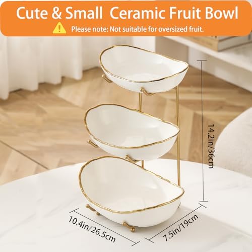 3 Tier Fruit Basket, Ceramic Fruit Bowl for Kitchen Counter 8