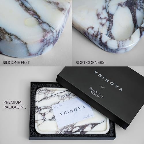 Calacatta Viola Marble Tray, Elegant Natural Stone, Large (12"x 8")