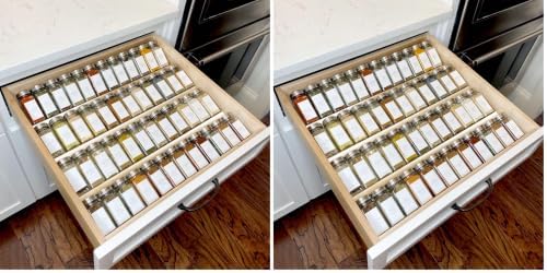 MIUKAA Clear Acrylic Spice Drawer Organizer, 4 Tier- 2 Set Expandable From 13" to 26" Drawer Seasoning Organizer, Kitche