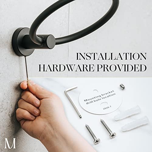 MARMOLUX ACC Matte Black Towel Ring - SUS304 Stainless Steel Wall Mounted Hand Towel Holder for Bathroom - Kitchen & Bat